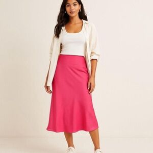 Rachel Zoe Pink Satin Midi Skirt